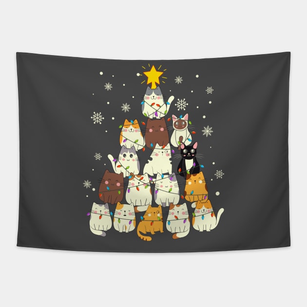 Cat christmas tree Tapestry by UnikRay