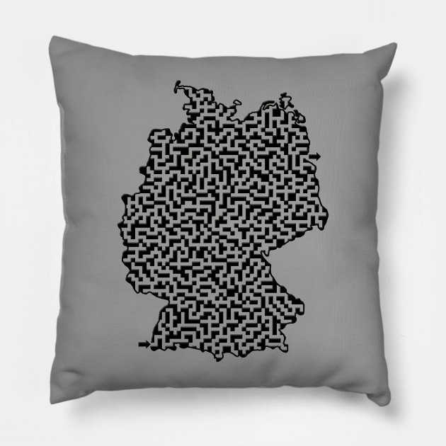 Germany Outline Maze & Labyrinth Pillow by gorff