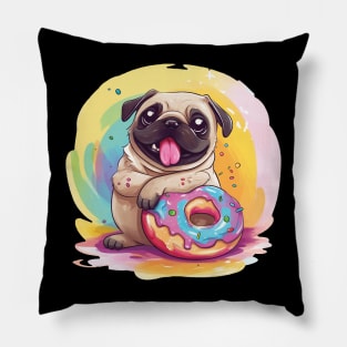 Pug with Donut Pillow