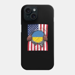 Ukraine Flag American Flag Ripped - Gift for Ukrainian From Ukraine Phone Case