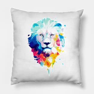 Lion Wild Nature Animal Colors Art Paint Pillow