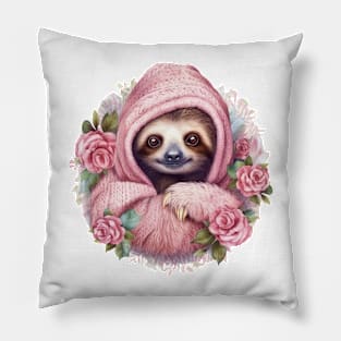 Pink Christmas Sloth Pillow