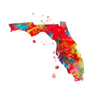 Florida State Map Watercolor Painting T-Shirt