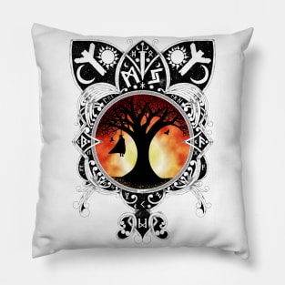 Odin Learning the Runes - Sunset Variant Pillow