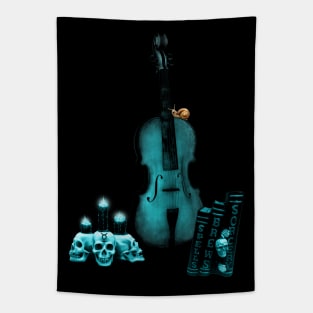 Awesome dark fantasy violin with skulls Tapestry