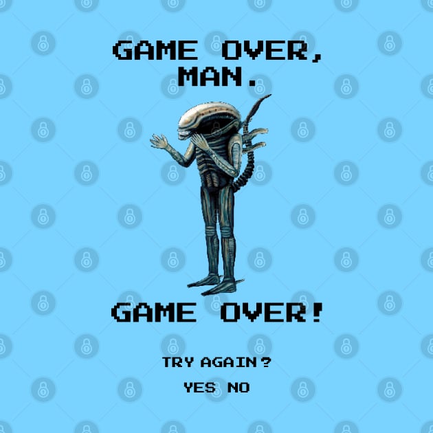 "Game over, man" in retro pixel art style by SPACE ART & NATURE SHIRTS 