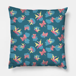 Odd butterflies red, yellow, teal Pillow