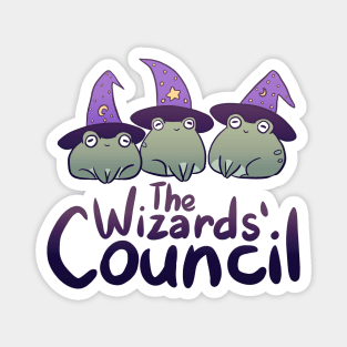 The wizards council cute three frogs wearing wizard hats Magnet