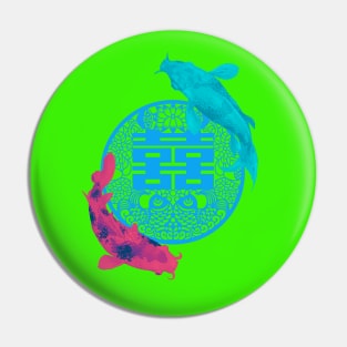 Double Happiness Koi Fish - Yoga Calm Vibe Turquoise and Pink Pin