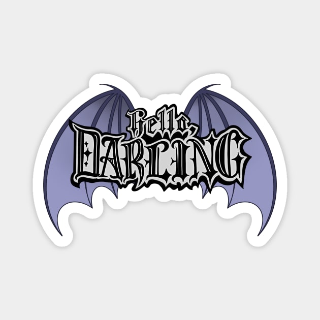 Hello Darling Bat Wings Design Magnet by Thenerdlady