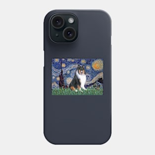 Starry Night (Van Gogh) Adapted to Feature a Tri Color Collie Phone Case