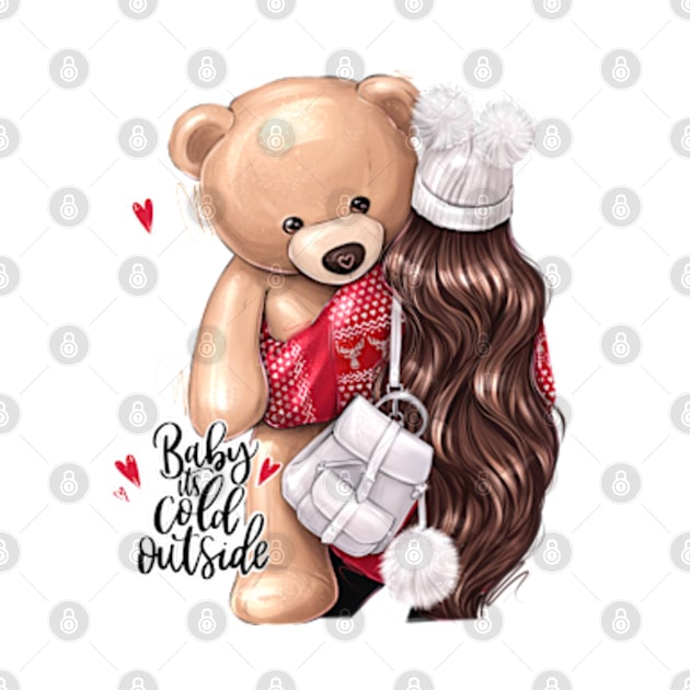 Baby it’s cold outside Teddy Bear by AllessyArt 