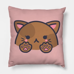 cute kawaii brown dotted cat Pillow