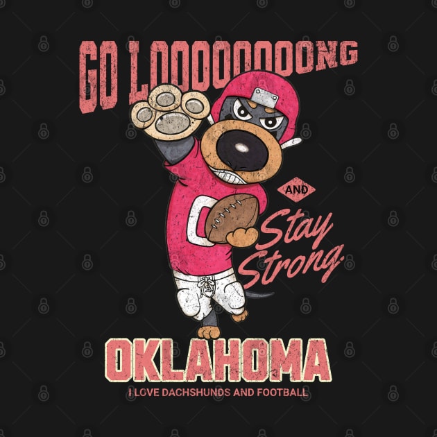 Cute Doxie Dog for go long oklahoma Dachshund Football by Danny Gordon Art