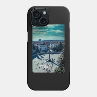 Scenic View of Piazza del Popolo Square from the Terrace of Pincio in Villa Borghese Phone Case