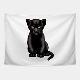 Cute Black Panther Drawing Tapestry