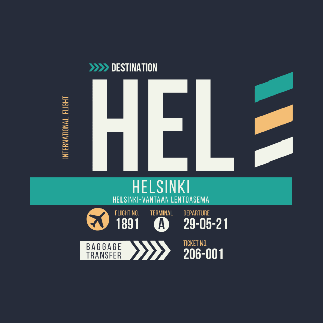 Helsinki (HEL) Airport Code Baggage Tag by SLAG_Creative