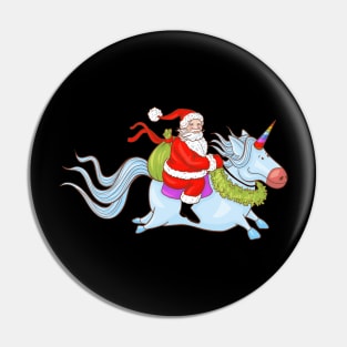 santa riding unicorn christmas Pin