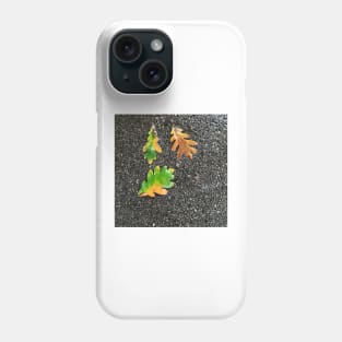 Rainy Leaves on Black Terrazzo Background Phone Case