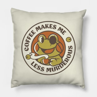 Coffee Makes me Feel Less Murderous Frog II by Tobe Fonseca Pillow