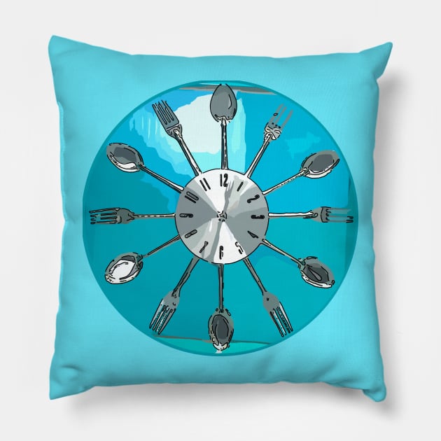 Cutlery O'clock Pillow by JonDelorme