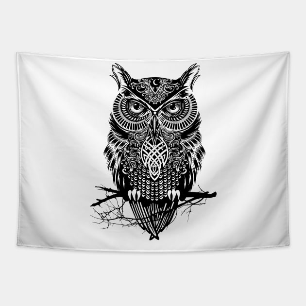 Warrior Owl Tapestry by rcaldwell