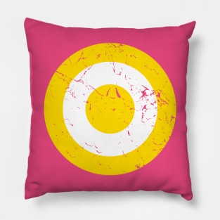 Distressed Saffron and White Roundel Pillow