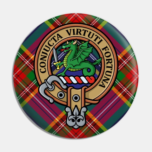 Clan MacBeth Crest over Tartan Pin by sifis