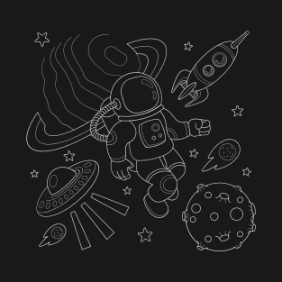 astronaut galaxy space outline T-Shirt