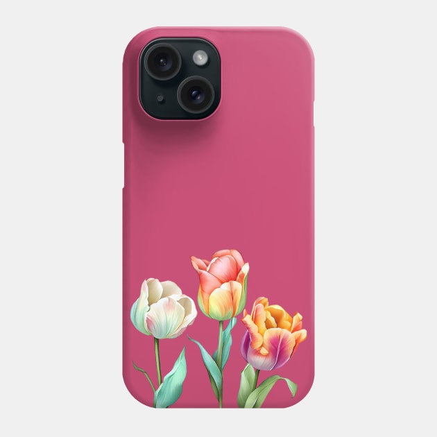 Tulip flowers bouquet Phone Case by DreamLoudArt