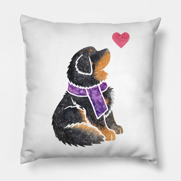 Watercolour Tibetan Mastiff Pillow by animalartbyjess