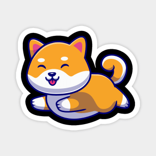 Cute Shiba Inu Dog Running Cartoon Magnet