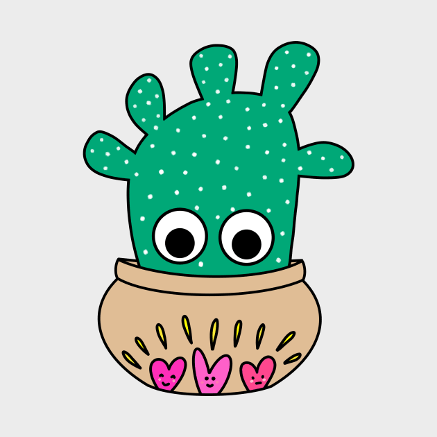 Cute Cactus Design #211: Big Angels Wings Cactus In Cute Pot by DreamCactus