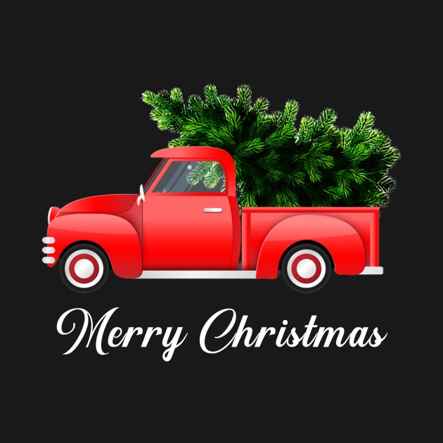 Merry Christmas Retro Vintage Red Truck by Soema