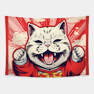 Japanese style kung fu cat Tapestry