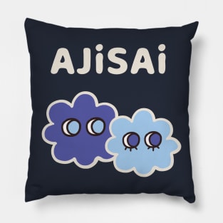 AJISAI - Cryptic Nihongo - Cartoon Hydrangea with Japanese (Dark) Pillow