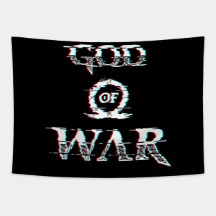 God Of War Logo Glitch Effect White Tapestry