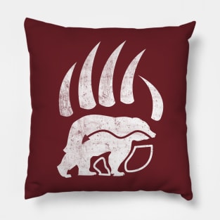 Native American Bear Paws White Print Pillow