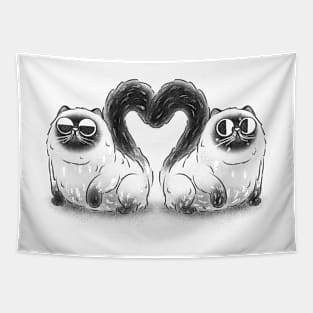 Feline Love Silhouette Tapestry