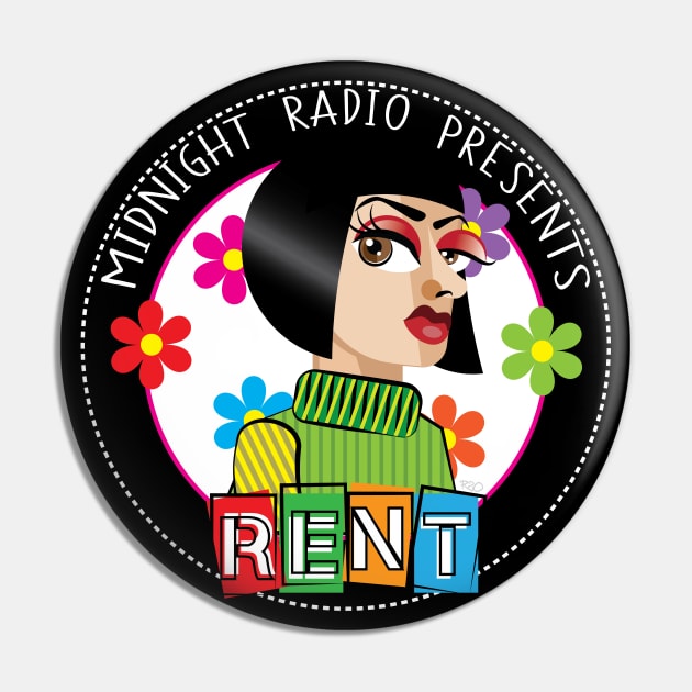 Hedwig's Midnight Radio Presents: RENT - Podcast Logo w/ White Text (by Raziel) Pin by Sleepy Charlie Media Merch