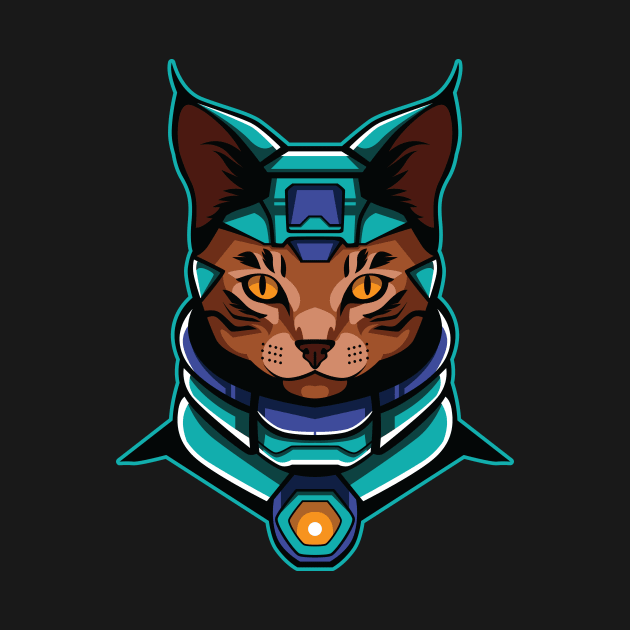 cyborg cat Illustration by OVA