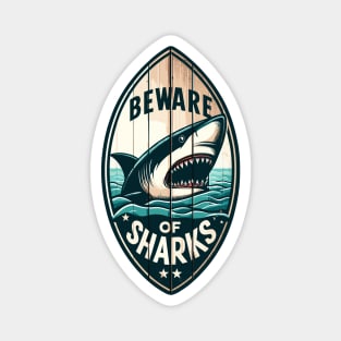 Beware of Sharks retro vintage Magnet