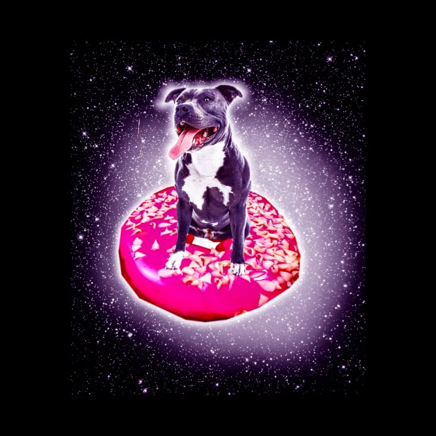 Outer Space Galaxy Dog Riding Doughnut by Random Galaxy