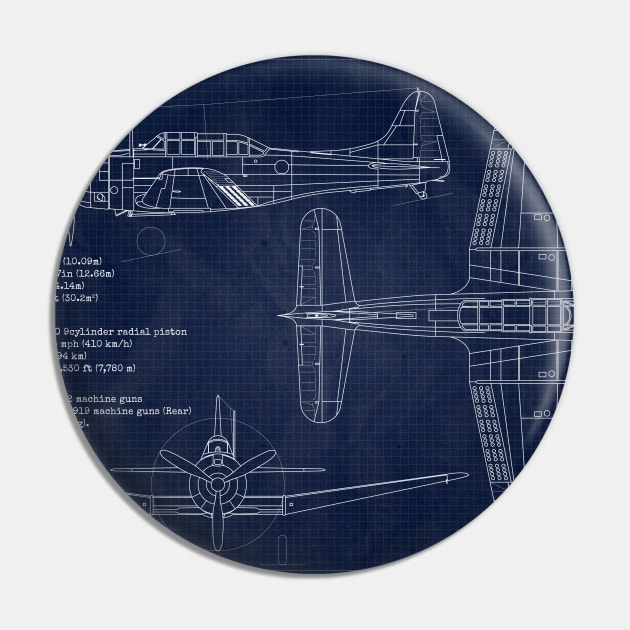 Douglas SBD Dauntless Blueprint Pin by Aircraft.Lover