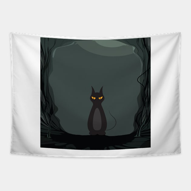 Halloween Monster Cat Tapestry by designdaking