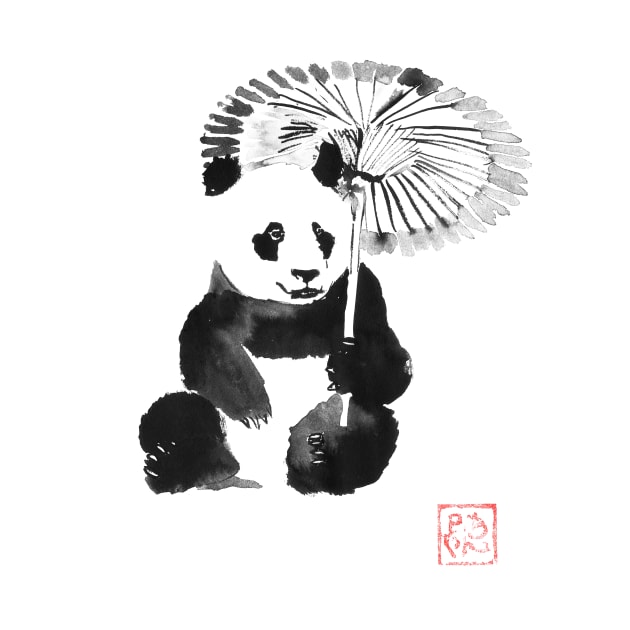 panda in the rain by pechane