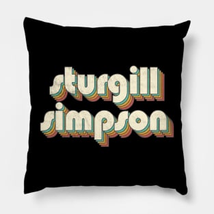 Retro Vintage Rainbow Sturgill Letters Distressed Style Pillow