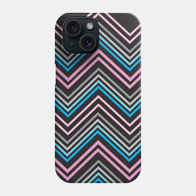 Turquoise Blue Pink Gray and Black Chevron Abstract Pattern Phone Case by Abstractdesigns