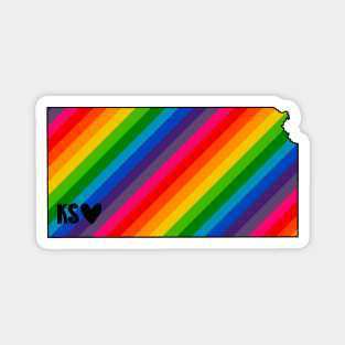 USA States: Kansas (rainbow) Magnet