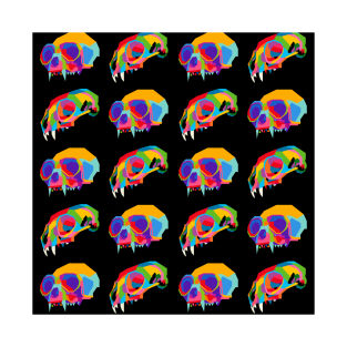 Animals Skull Pattern Wpap Style Black Background T-Shirt